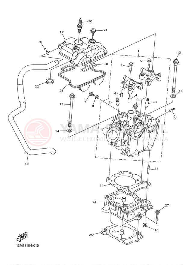 Schemat "cylinder" do Yamaha YZ250FE YZ250FEL/YZ250FEW