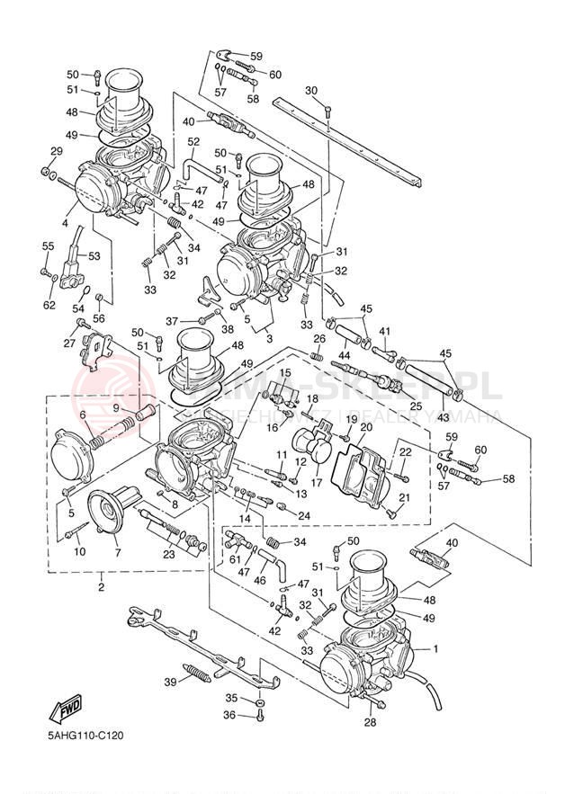Schemat "Gaźnik" do Yamaha YZF600R YZF600RS/YZF600RSC