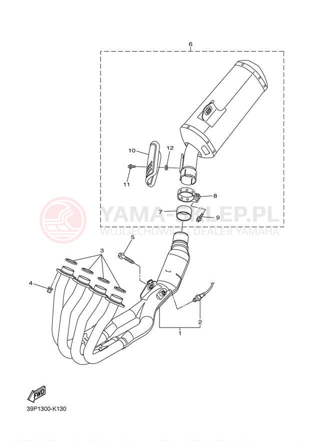 Schemat "Wydech końcowy" do Yamaha FZ8 FZ8NBG/FZ8NBCG