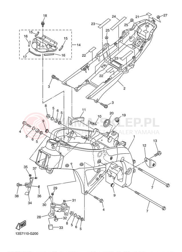 Schemat "rama" do Yamaha YZF-R6 YZFR6BCW/YZFR6BW