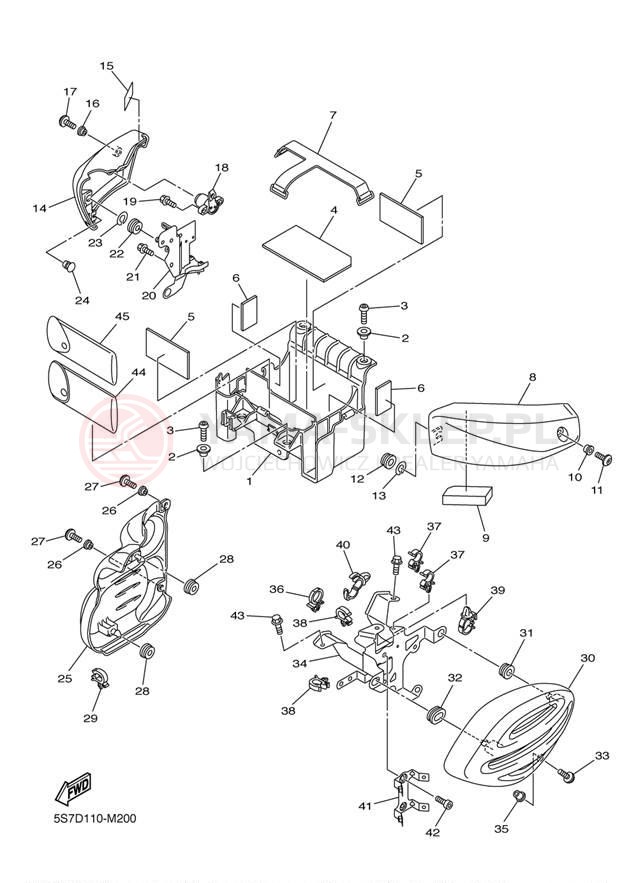 Schemat "Pokrywa boczna" do Yamaha V STAR 950 XVS95ER/XVS95ECR