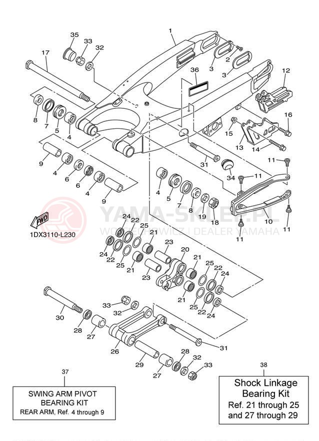 Schemat "wahacz" do Yamaha WR450F WR450FB