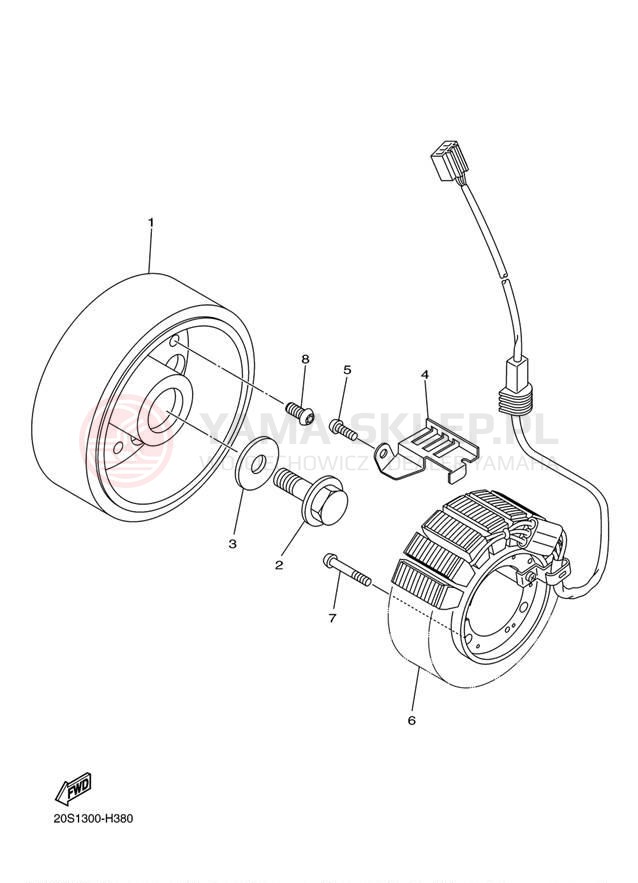 Schemat "prądnica" do Yamaha FZ6R FZ6RDW/FZ6RDCW
