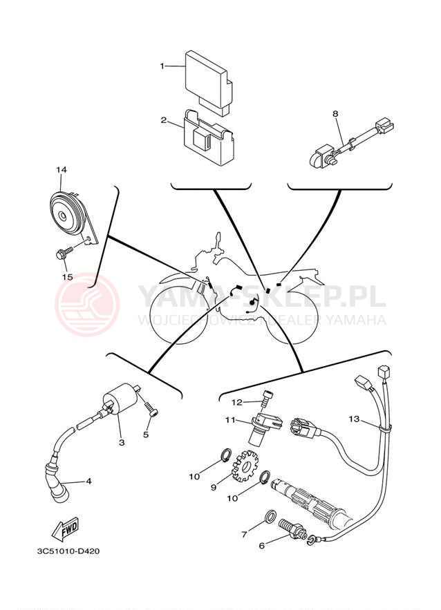 Schemat "układ elektryczny" do Yamaha XT250 XT250BC/XT250B
