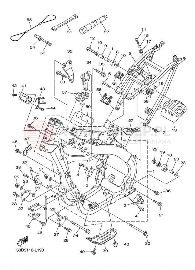 Schemat "rama" do Yamaha YZ450F YZ450FDW/YZ450FDL