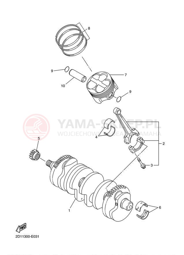 Schemat "Wał korbowy, tłok" do Yamaha FZ1 FZS10D/FZS10DC