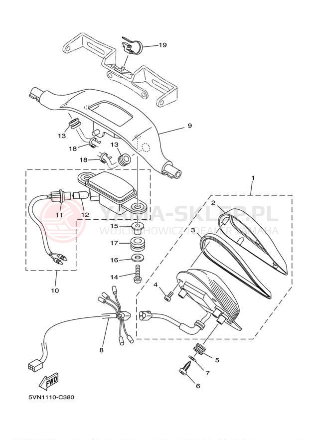 Schemat "lampa tył" do Yamaha ROAD STAR S XV17ASBCB/XV17ASBB