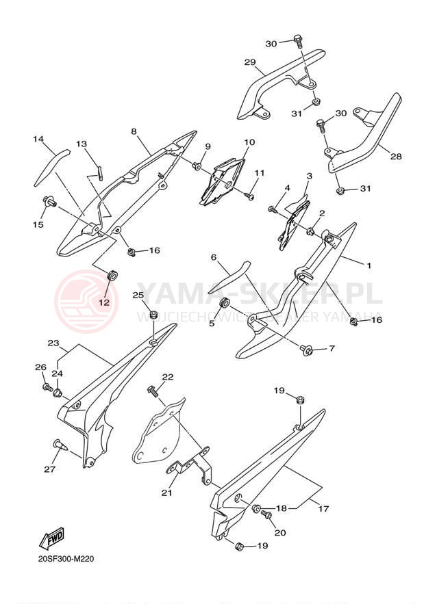 Schemat "Pokrywa boczna" do Yamaha FZ6R FZ6RDL/FZ6RDCL