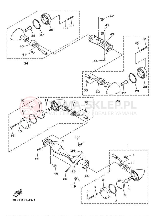 Schemat "kierunkowskazy" do Yamaha V STAR 1300 XVS13AAB/XVS13AACB