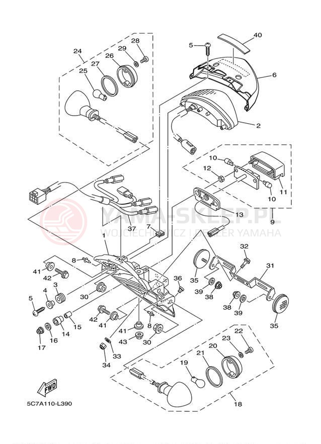 Schemat "lampa tył" do Yamaha RAIDER XV19CBCS/XV19CBS