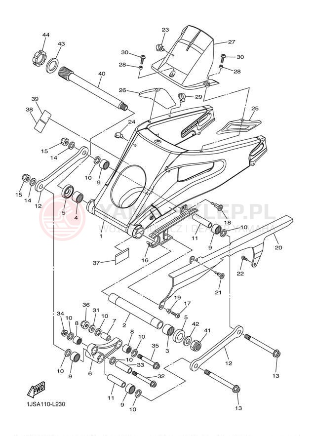 Schemat "wahacz" do Yamaha YZF-R6 YZFR6BCW/YZFR6BW