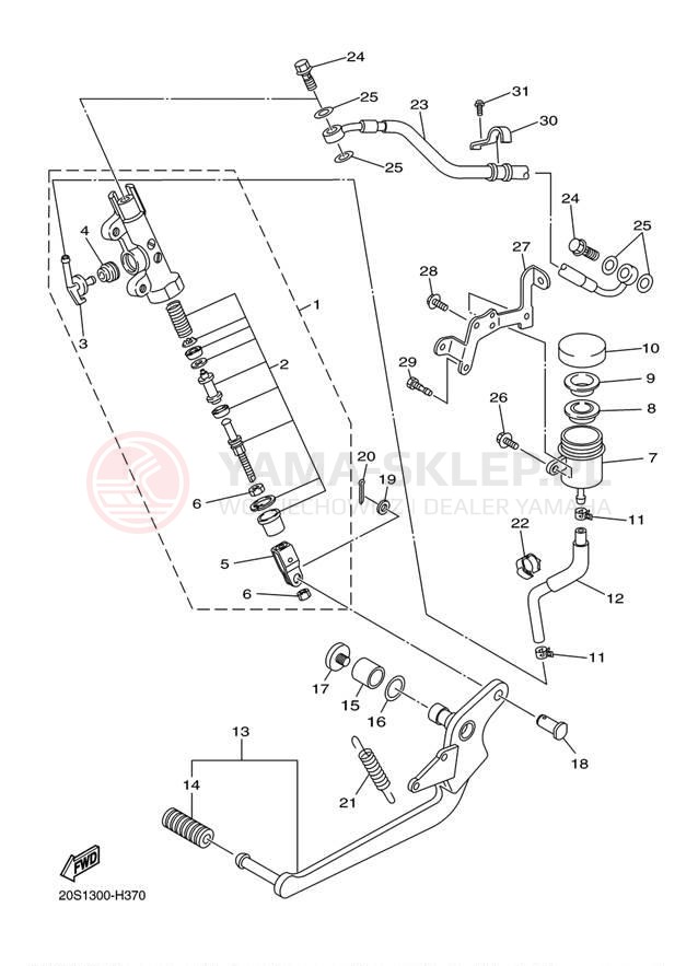 Schemat "Pompa hamulcowa tył" do Yamaha FZ6R FZ6RBB/FZ6RBCB