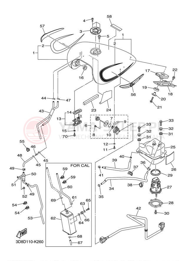 Schemat "zbiornik paliwa" do Yamaha V STAR 1300 XVS13AAB/XVS13AACB