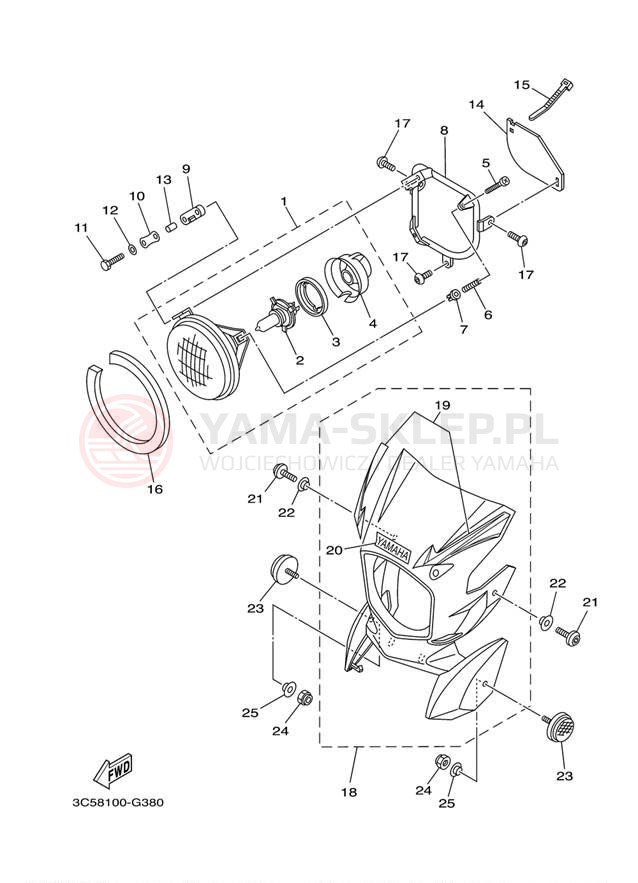 Schemat "Lampa przód" do Yamaha XT250 XT250YC/XT250Y