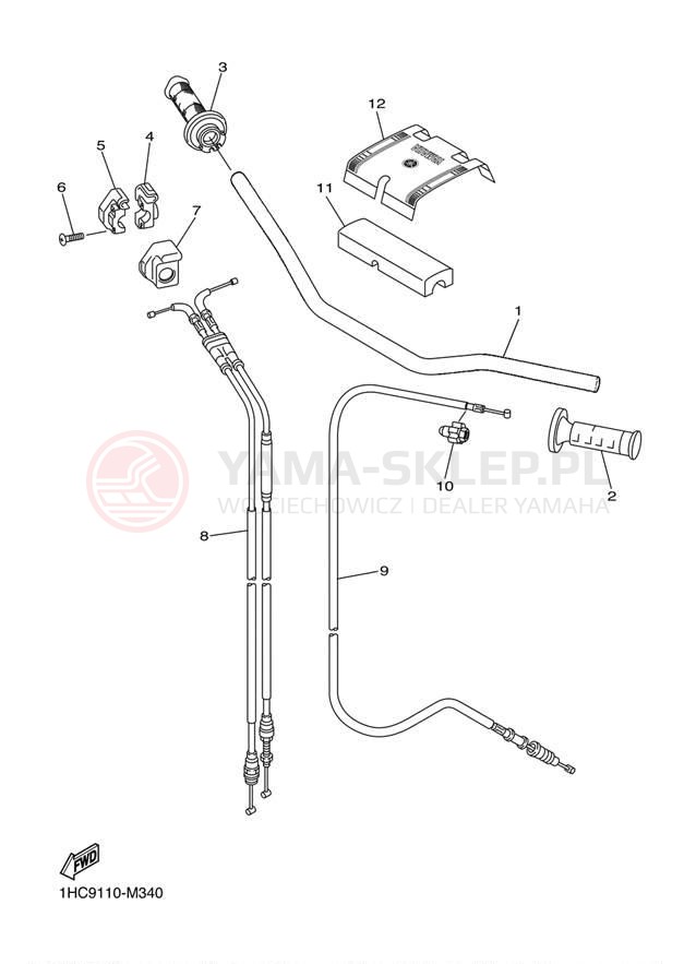 Schemat "Kierownica i osprzęt" do Yamaha WR250F WR250FD