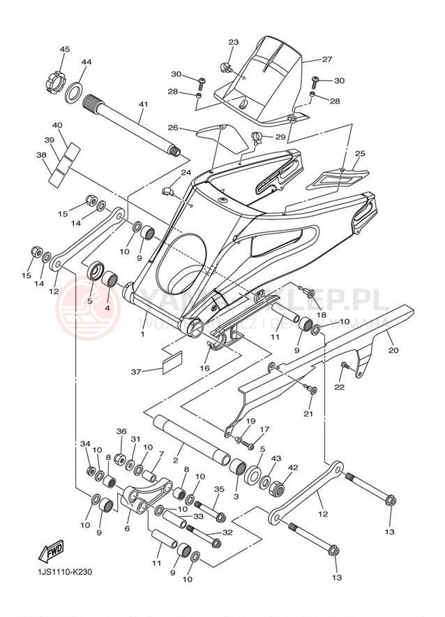 Schemat "wahacz" do Yamaha YZFR6 YZFR6ACR/YZFR6AR
