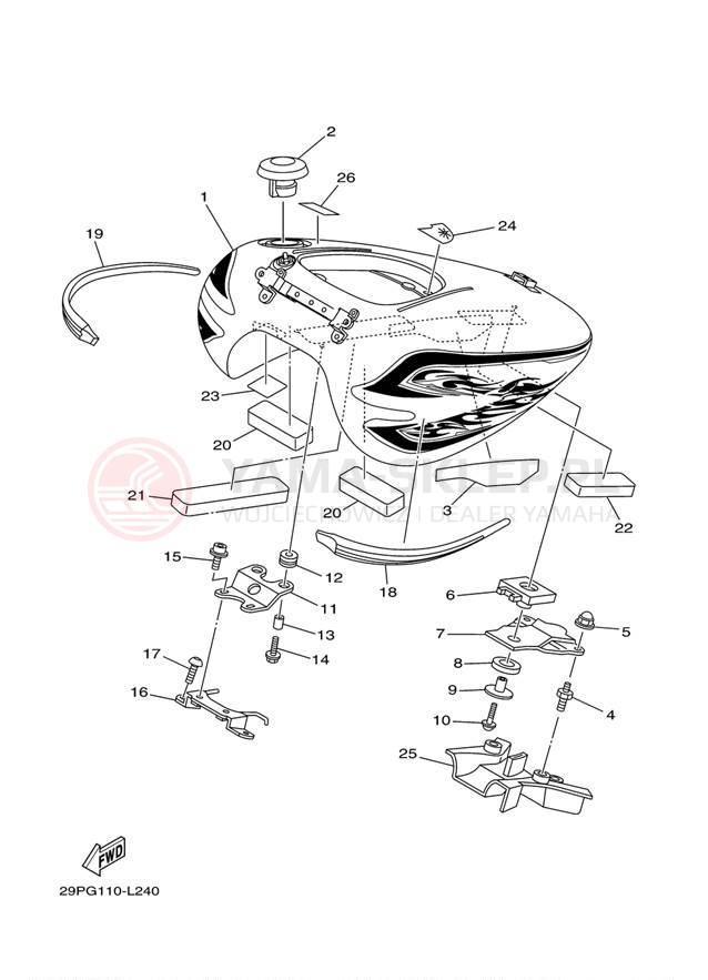 Schemat "zbiornik paliwa" do Yamaha RAIDER S XV19CSBP/XV19CSBCP