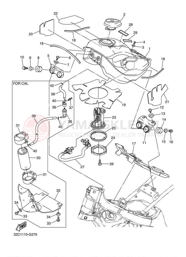 Schemat "zbiornik paliwa" do Yamaha WR250R WR25RYCL/WR25RYL