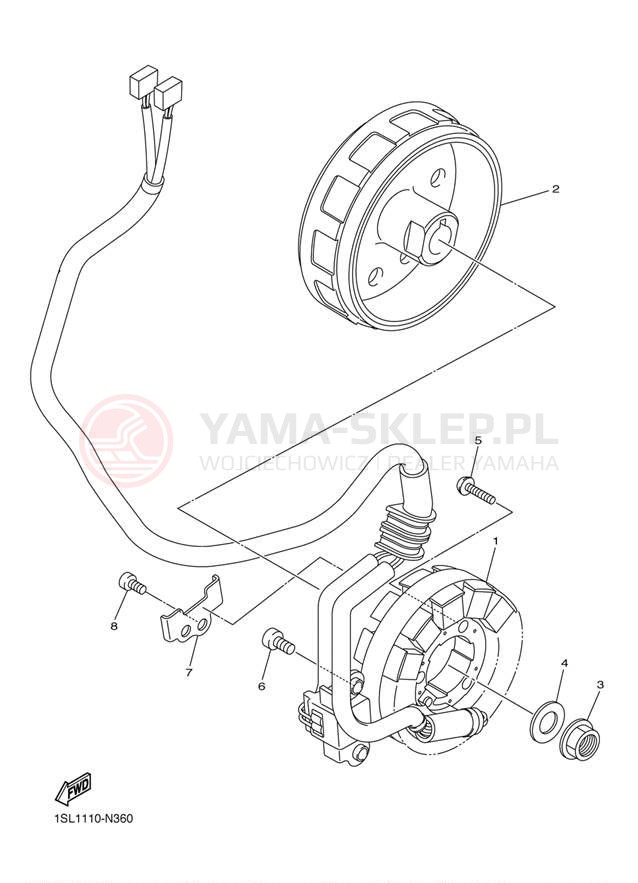 Schemat "prądnica" do Yamaha YZ250FE YZ250FEL/YZ250FEW
