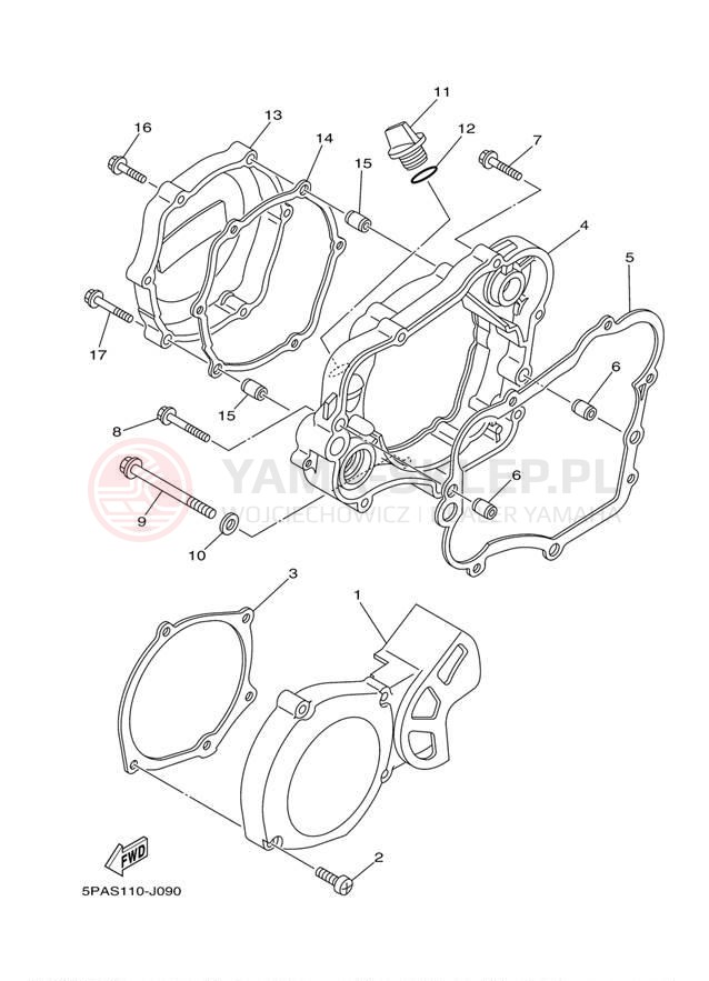 Schemat "Pokrywa silnika" do Yamaha YZ85 YZ85E