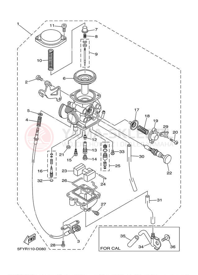 Schemat "Gaźnik" do Yamaha TW200 TW200A1C/TW200A1