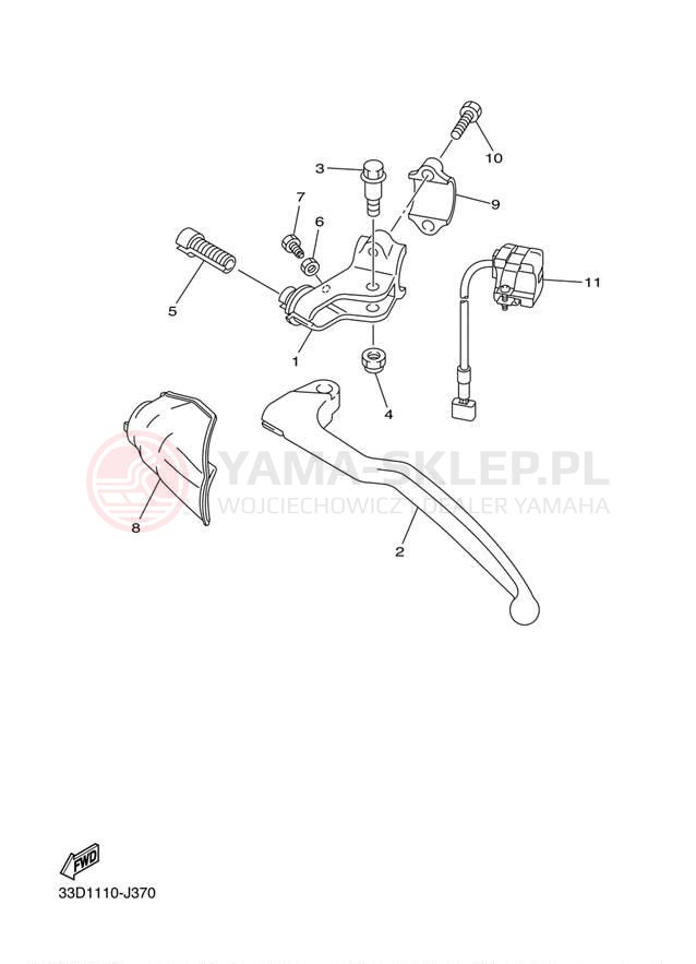 Schemat "Kierownica i osprzęt" do Yamaha YZ250FE YZ250FEL/YZ250FEW