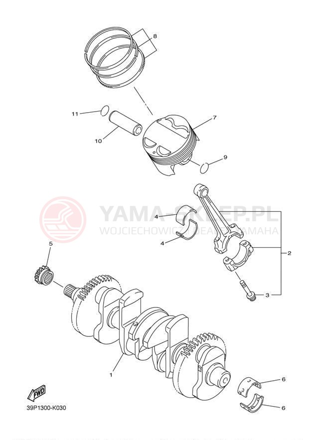 Schemat "Wał korbowy, tłok" do Yamaha FZ8 FZ8NBG/FZ8NBCG