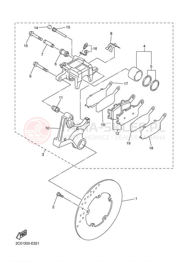 Schemat "Zacisk hamulcowy tylny" do Yamaha YZF-R6 YZFR6BCW/YZFR6BW