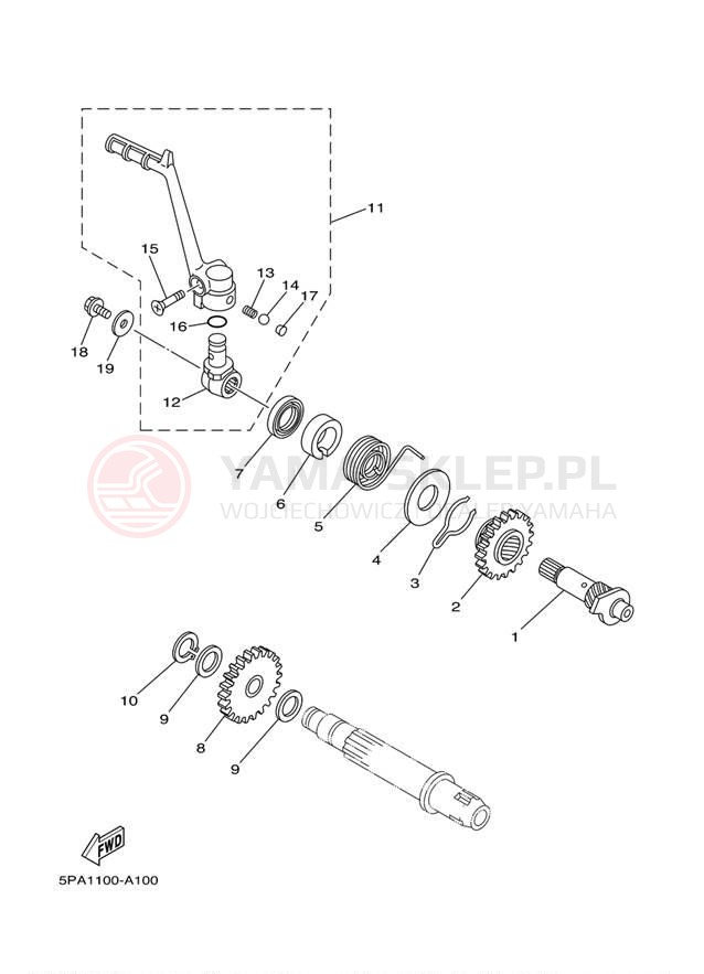 Schemat "rozrusznik" do Yamaha YZ85 YZ85B