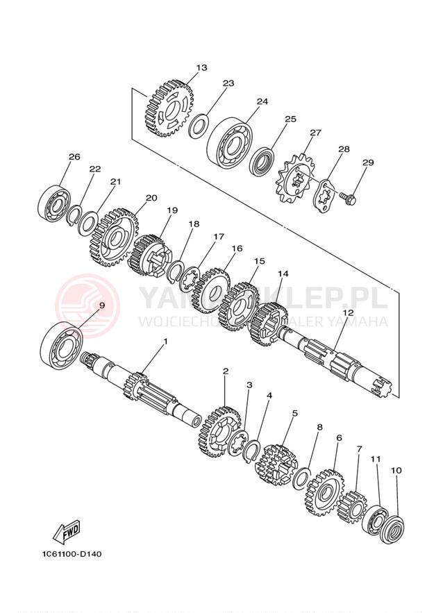 Schemat "Skrzynia biegów " do Yamaha TTR230 TTR230A