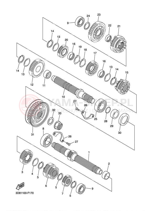 Schemat "Skrzynia biegów " do Yamaha V STAR 1300 XVS13ABCR/XVS13ABR