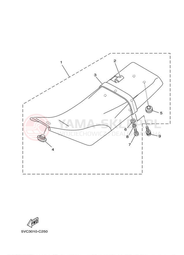 Schemat "siedzenie" do Yamaha TW200 TW200A1C/TW200A1