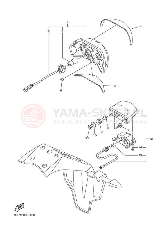 Schemat "lampa tył" do Yamaha FZ8 FZ8NBG/FZ8NBCG
