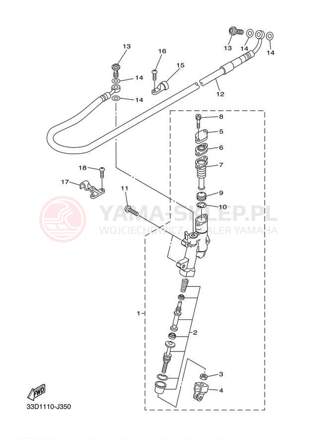 Schemat "Pompa hamulcowa tył" do Yamaha YZ250FE YZ250FEL/YZ250FEW
