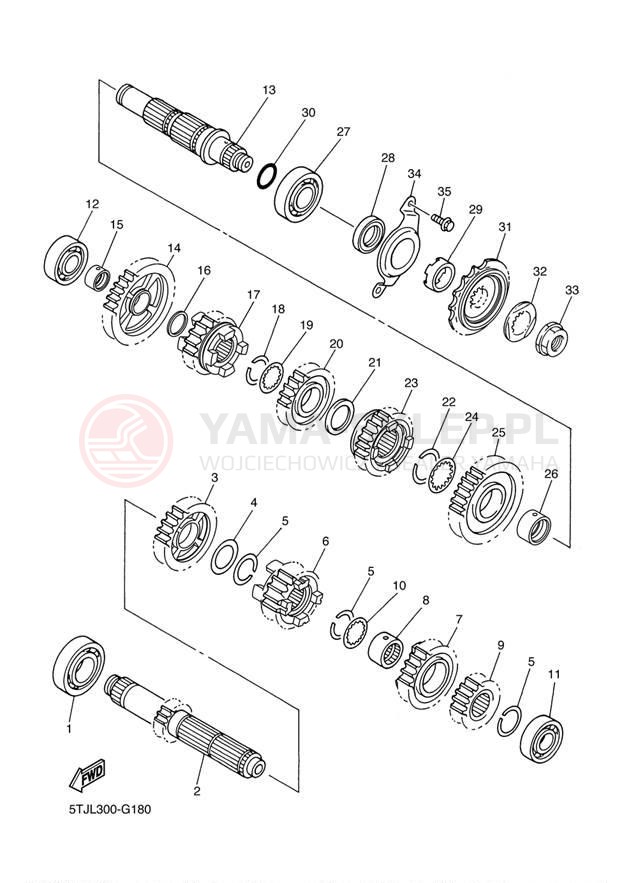 Schemat "Skrzynia biegów " do Yamaha WR450F WR450FB