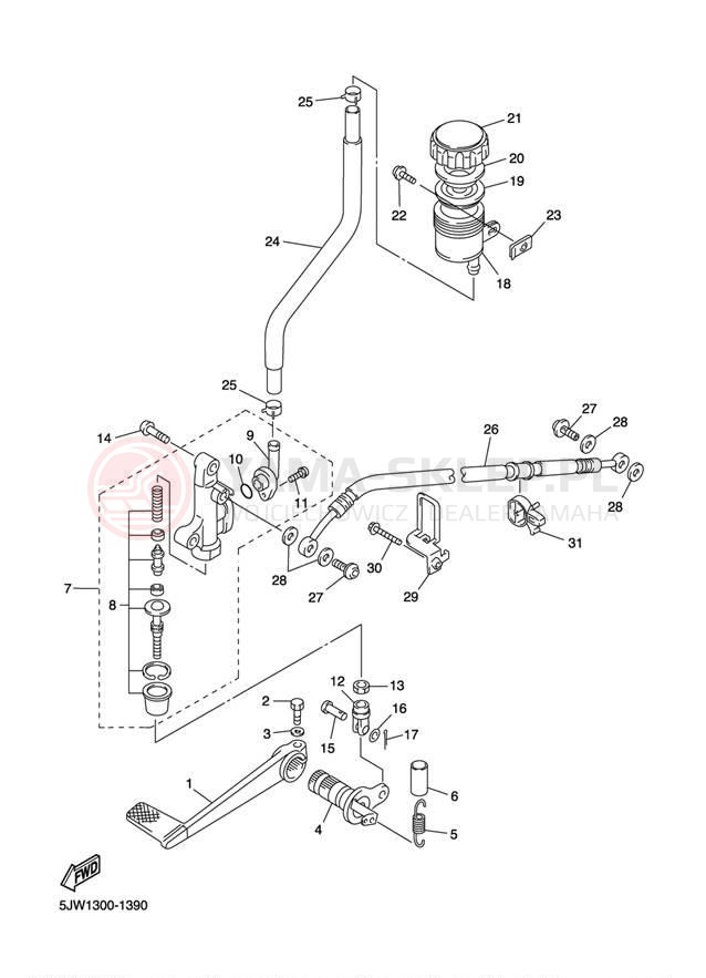 Schemat "Pompa hamulcowa tył" do Yamaha FJR1300 FJR1300RC/FJR1300R