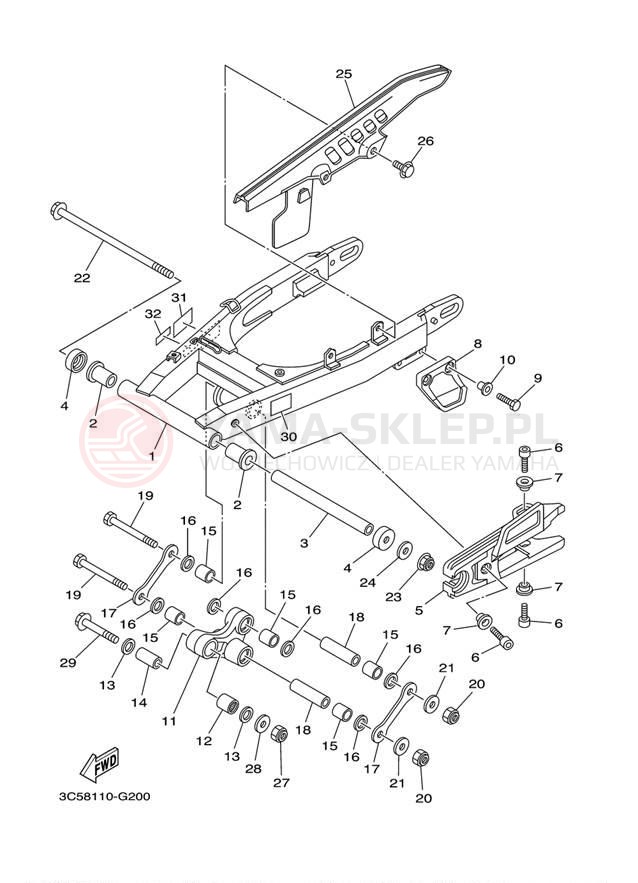 Schemat "wahacz" do Yamaha XT250 XT250ZC/XT250Z