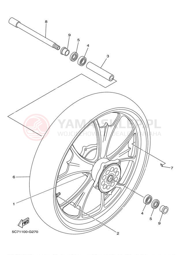 Schemat "Koło przód" do Yamaha RAIDER SCL XV19CBCO/XV19CBO