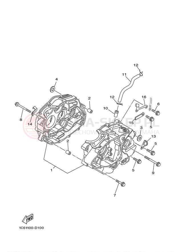 Schemat "Obudowa silnika" do Yamaha TTR230 TTR230A