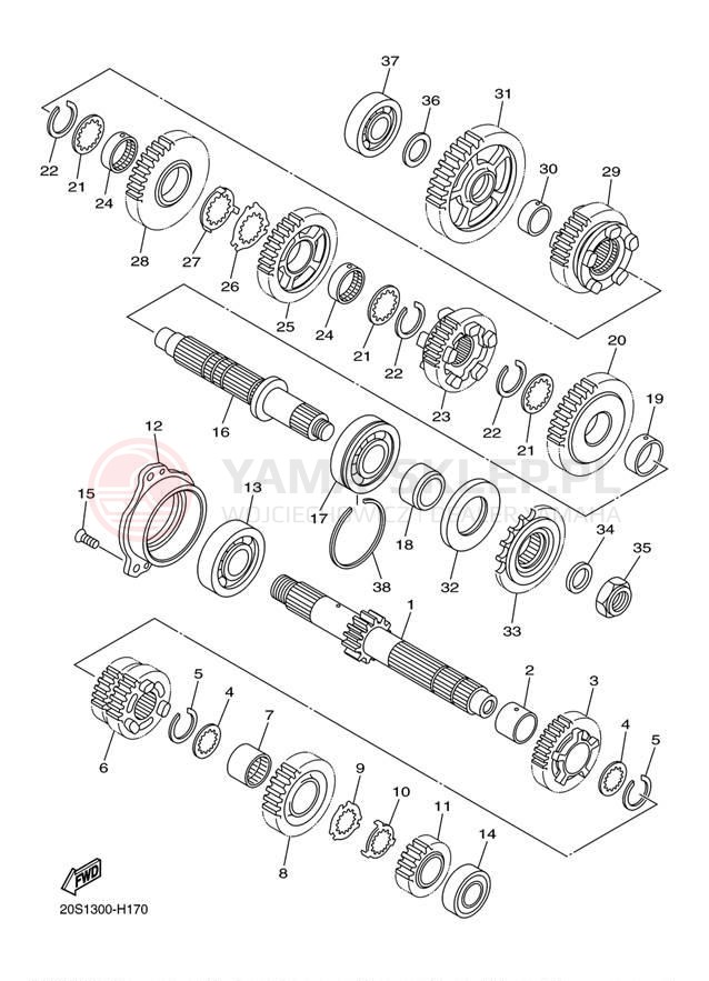 Schemat "Skrzynia biegów " do Yamaha FZ6R FZ6RDL/FZ6RDCL