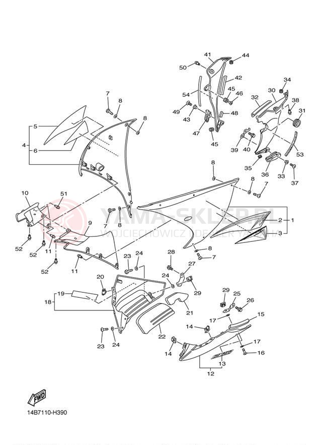 Schemat "elementy nadwozia" do Yamaha YZFR1 YZFR1YL/YZFR1YCL