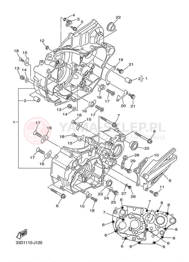 Schemat "Obudowa silnika" do Yamaha YZ450F YZ450FDW/YZ450FDL