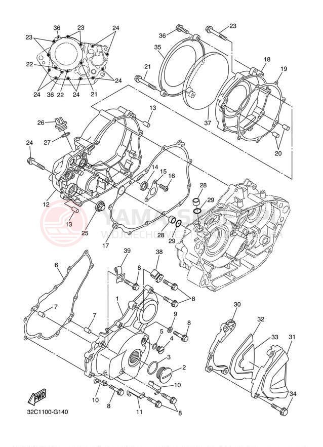 Schemat "Pokrywa silnika" do Yamaha WR250R WR25RYCL/WR25RYL