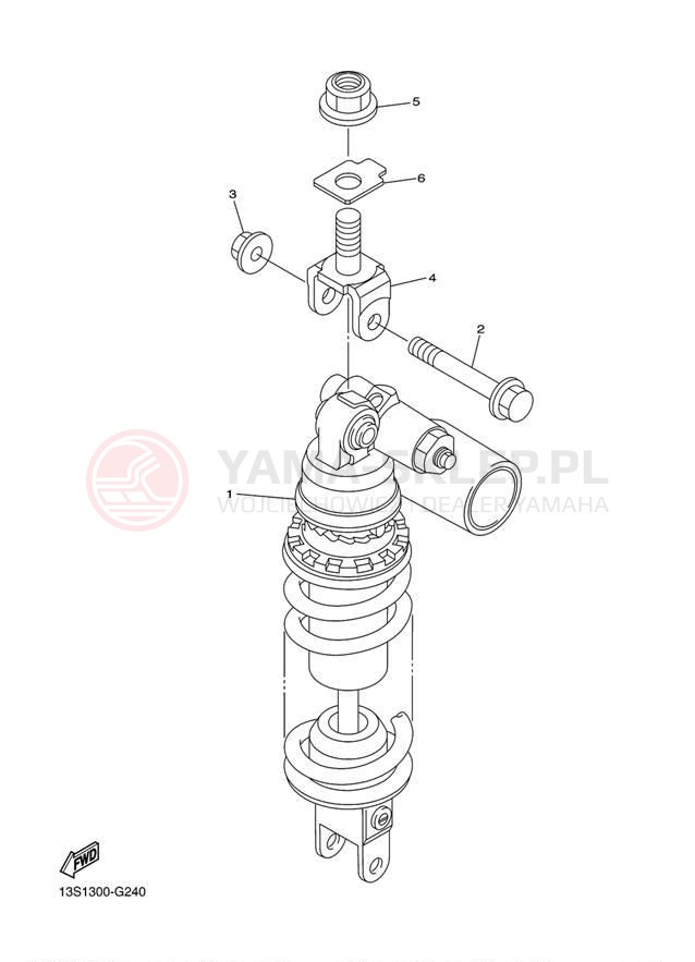 Schemat "zawieszenie tył" do Yamaha YZFR6 YZFR6ACR/YZFR6AR