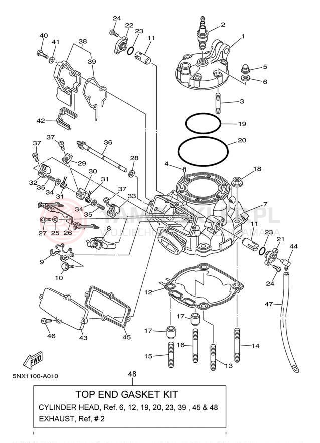 Schemat "głowica" do Yamaha YZ250 YZ250Y