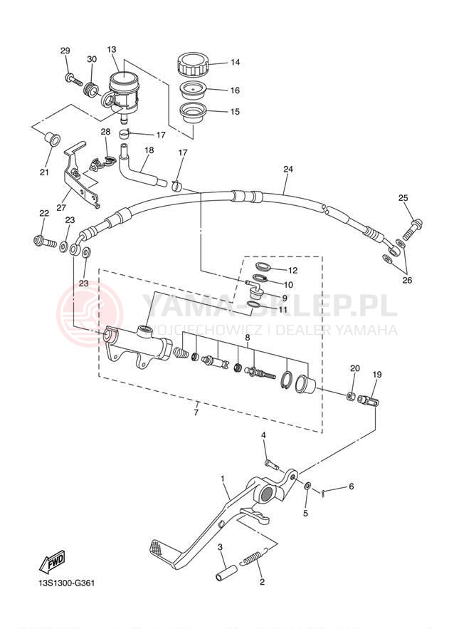 Schemat "Pompa hamulcowa tył" do Yamaha YZFR6 YZFR6BCW/YZFR6BW