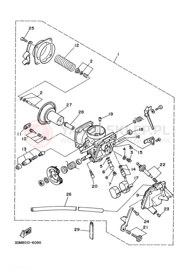 Schemat "Gaźnik" do Yamaha V STAR 250 XV250A1CB/XV250A1B