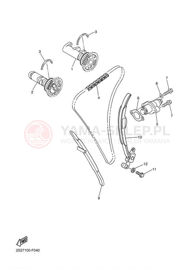 Schemat "Rozrząd - łańcuszek" do Yamaha YZ450F YZ450FYL/YZ450FYW