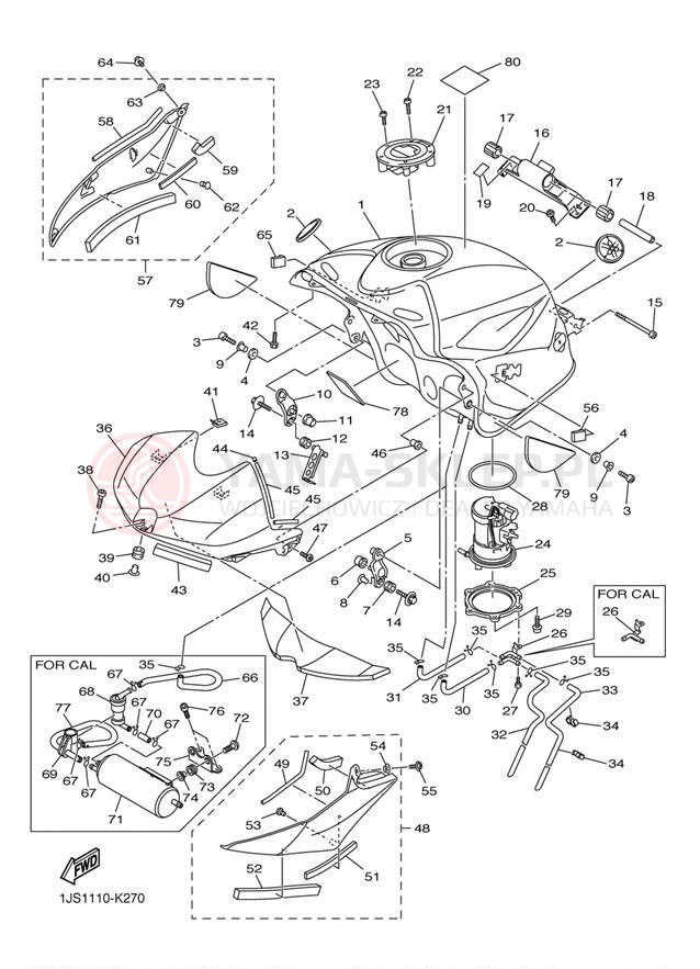 Schemat "zbiornik paliwa" do Yamaha YZFR6 YZFR6BCW/YZFR6BW
