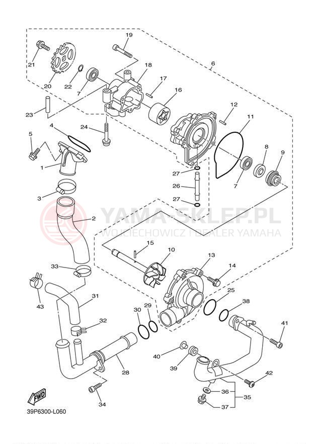 Schemat "Pompa wody" do Yamaha FZ8 FZ8NDC/FZ8ND